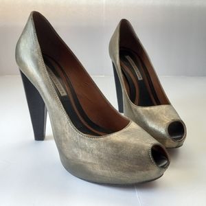 Vera Wang Lavender Label Peep Toe Metallic Pumps